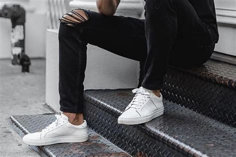 white shoes with black jeans.